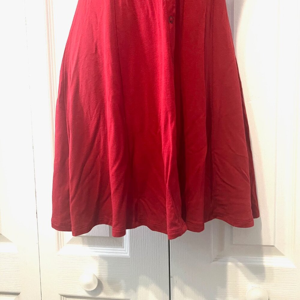 Forever 21-Small-Mini Snap Up Front Short Sleeve Dress-Belted Back-Rust/Orange - Picture 6 of 13